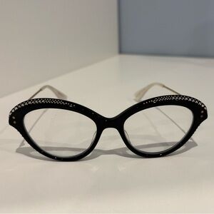 Gucci Black Cat-Eye Glasses with Rhinestones
